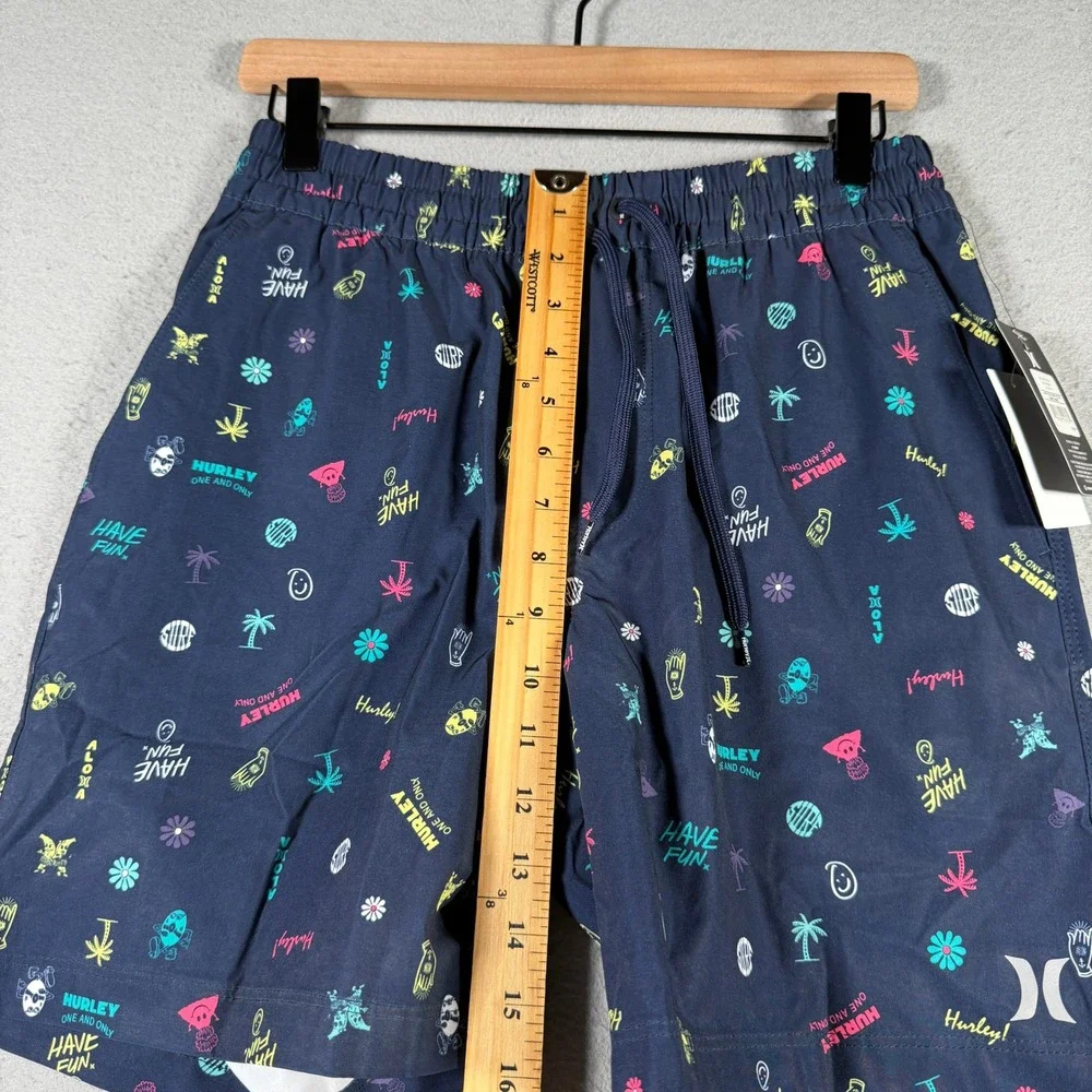 Hurley Mens‎ Have Fun Volley Swim Shorts Obsidian Navy AOP HFA22VMS-05194 Small